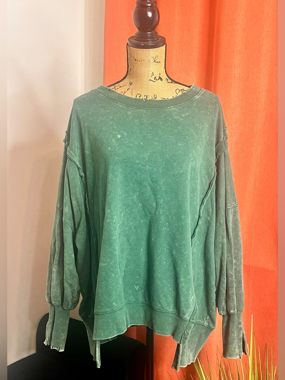 Zenana Outfitters Washed Forest Green Oversized Pullover